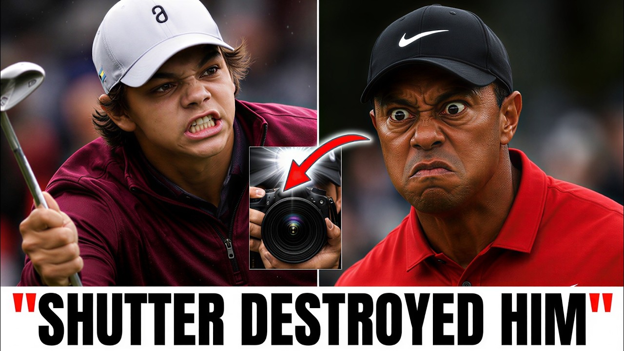 TIGER'S CAMERA CURSE RETURNS,, CHARLIE WOODS DESTROYED ON THE FIRST HOLE