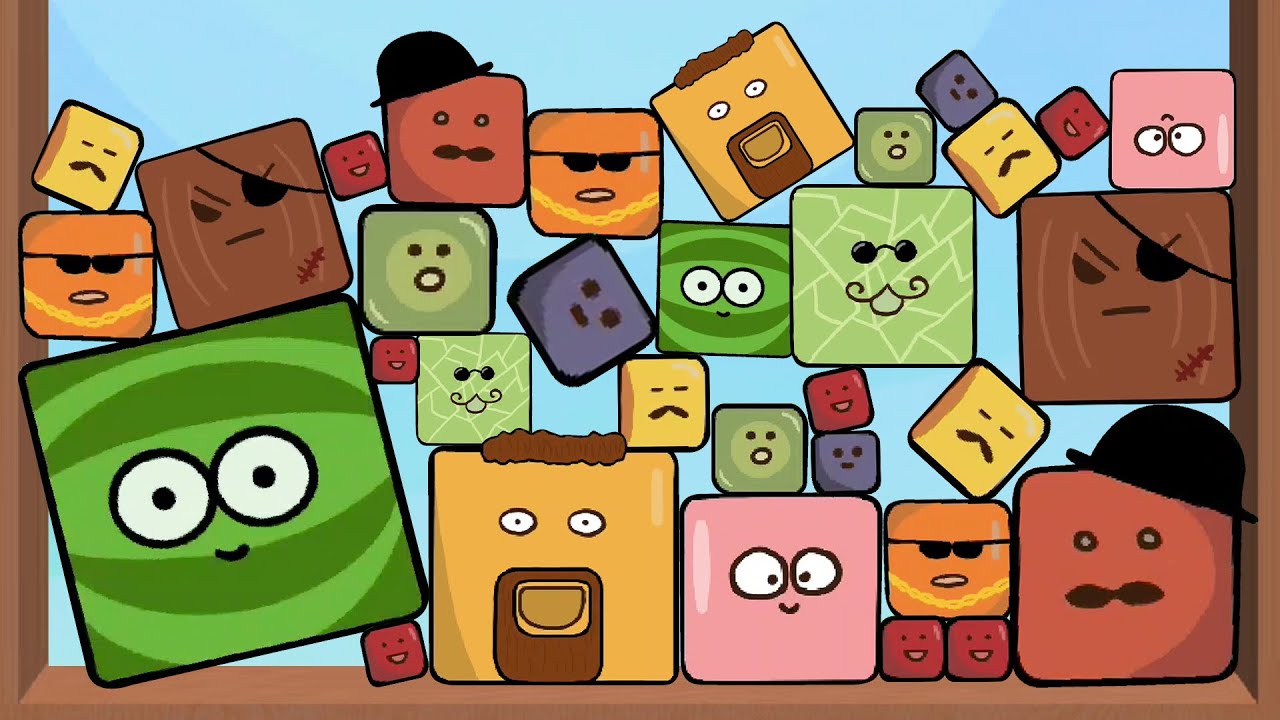 SQUARE GAMES - Watermelon Game 2D Blocks (Part 2). 2048 Cubes, Merge Blocks, Satisfying Games!