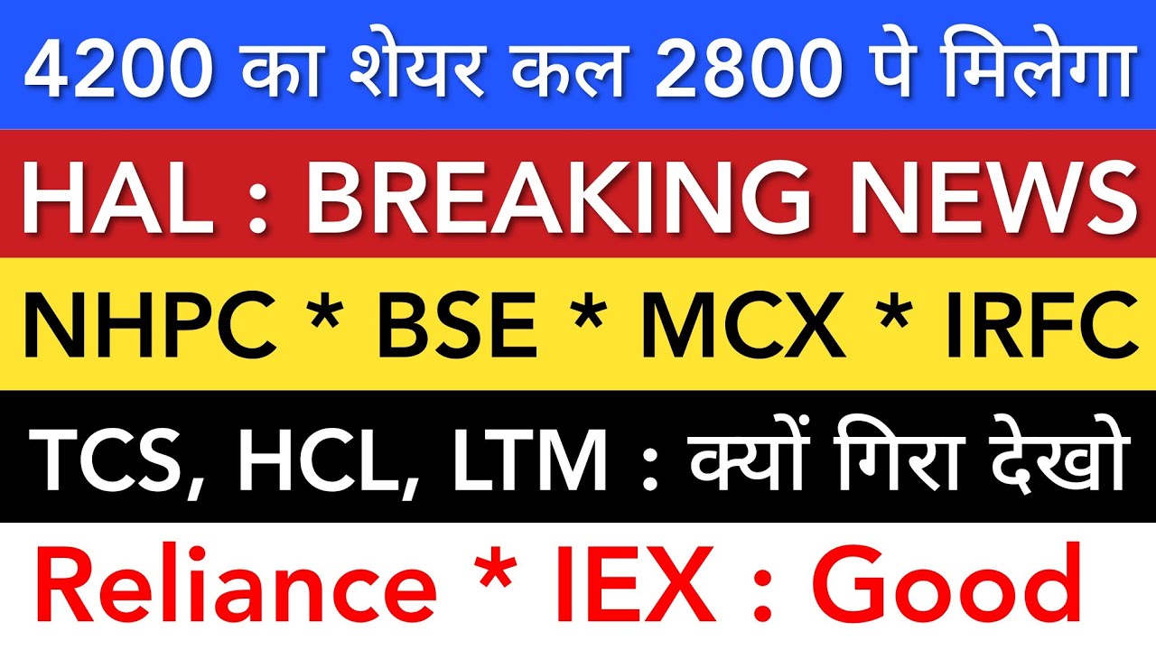 HAL SHARE 💥 NHPC | BSE MCX | TCS HCL LTM | RELIANCE | IRFC | STOCK MARKET INDIA