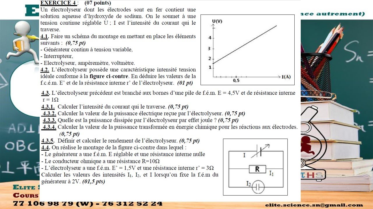 (1eS1/PC) Suite préparation compo: Exo4: ENERGIE ELECTRIQUE MISE EN JEU DANS UN CIRCUIT ELECTRIQUE
