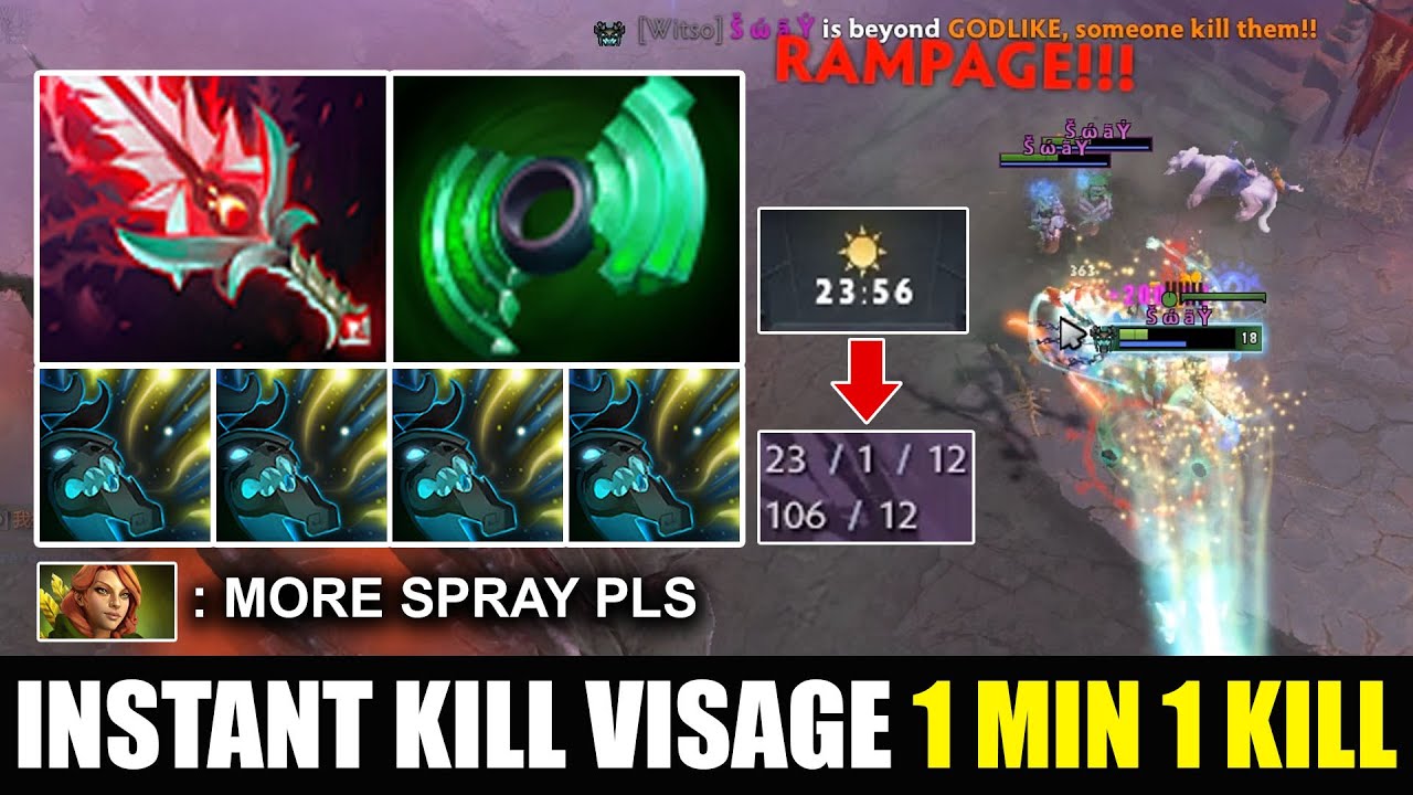 VISAGE RAMPAGE PLAYS !! Instant Kill Spray 1 Min 1 Kill | Dota 2 Visage