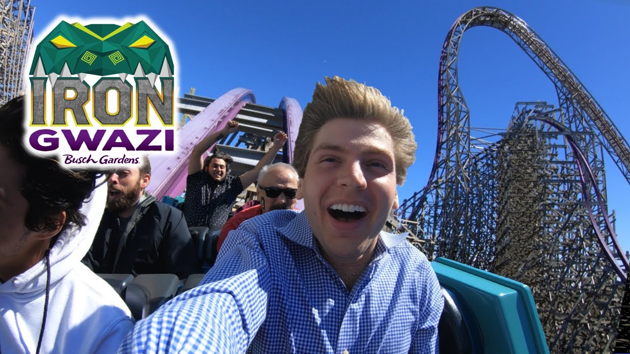 Iron Gwazi Reverse POV - World's Fastest and Steepest Hybrid Coaster Busch Gardens Tampa Bay Florida