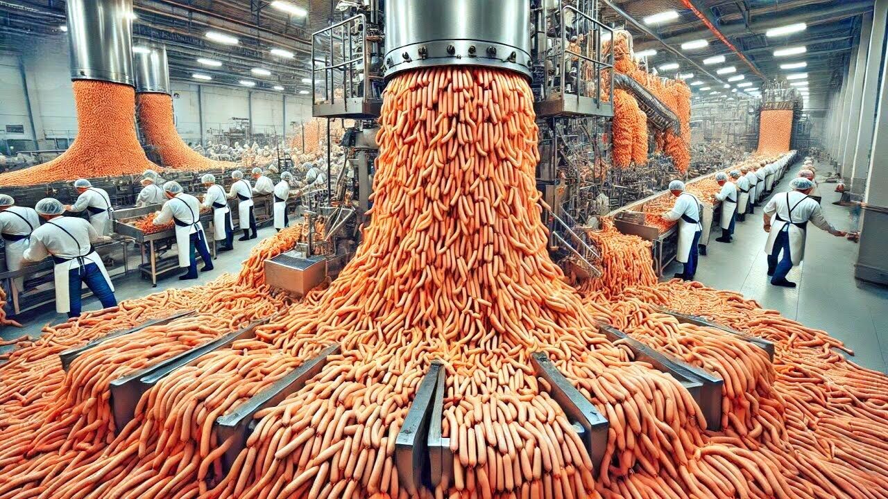 COMMENT sont FABRIQU&Eacute;ES les SAUCISSES en USINE 🌭