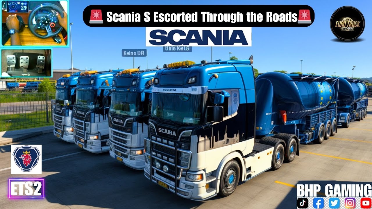 Защищённое путешествие! 🚨 Scania S в сопровождении по дорогам — [ETS 1.53] — [Геймплей на рулевом...