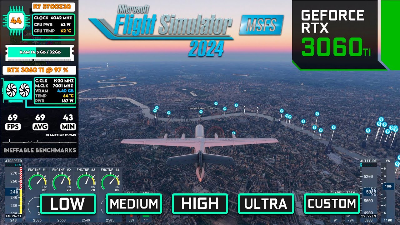 Microsoft Flight Simulator 2024 - RTX 3060 Ti: All Settings Tested at 1080p & 1440p