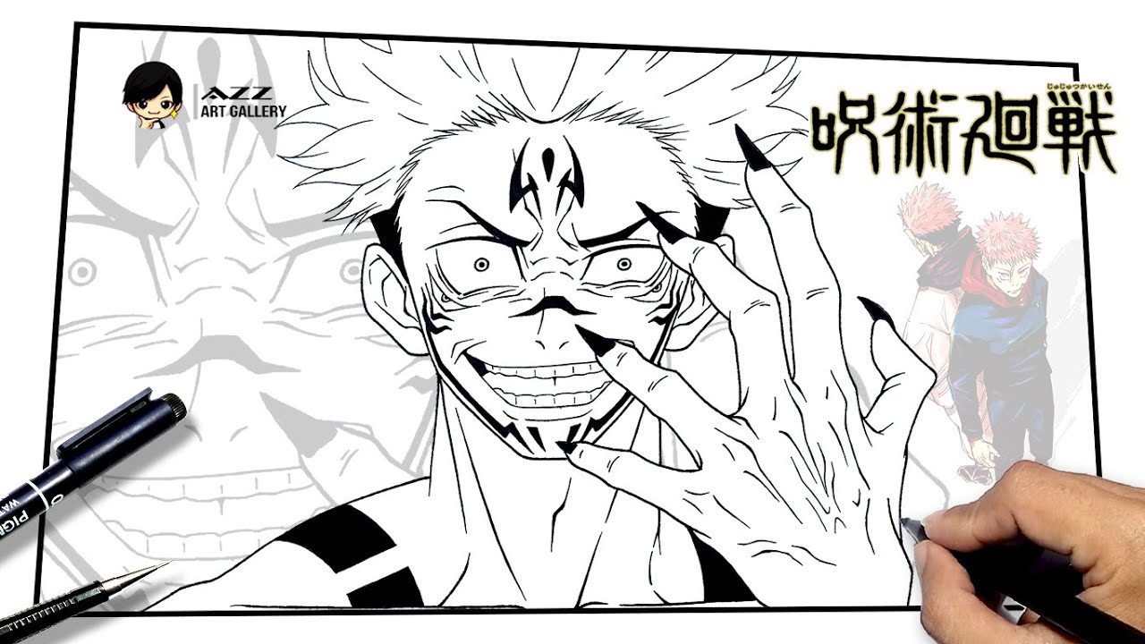 How to draw Ryomen Sukuna from Jujutsu Kaisen