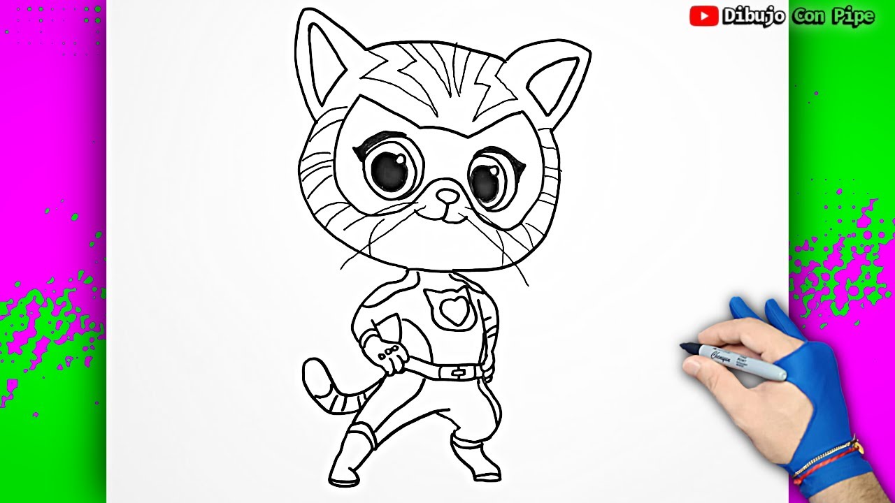 Dibuja a Ginny de Supergatitos 🐈✏️ Dibujos Para Niños