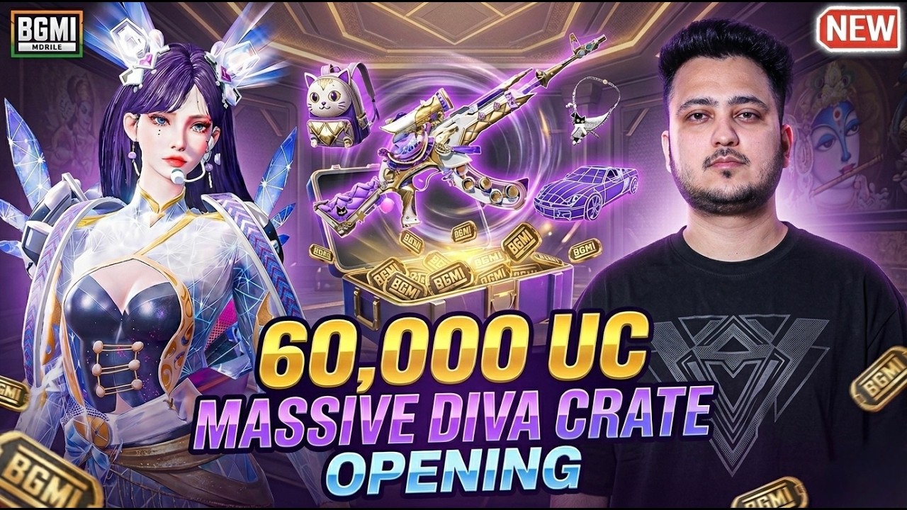 60,000 UC NEW AKM AND DIVA CRATE OPENING, SERIOUS CONQUEROR PUSH WITH @DynamoGaming