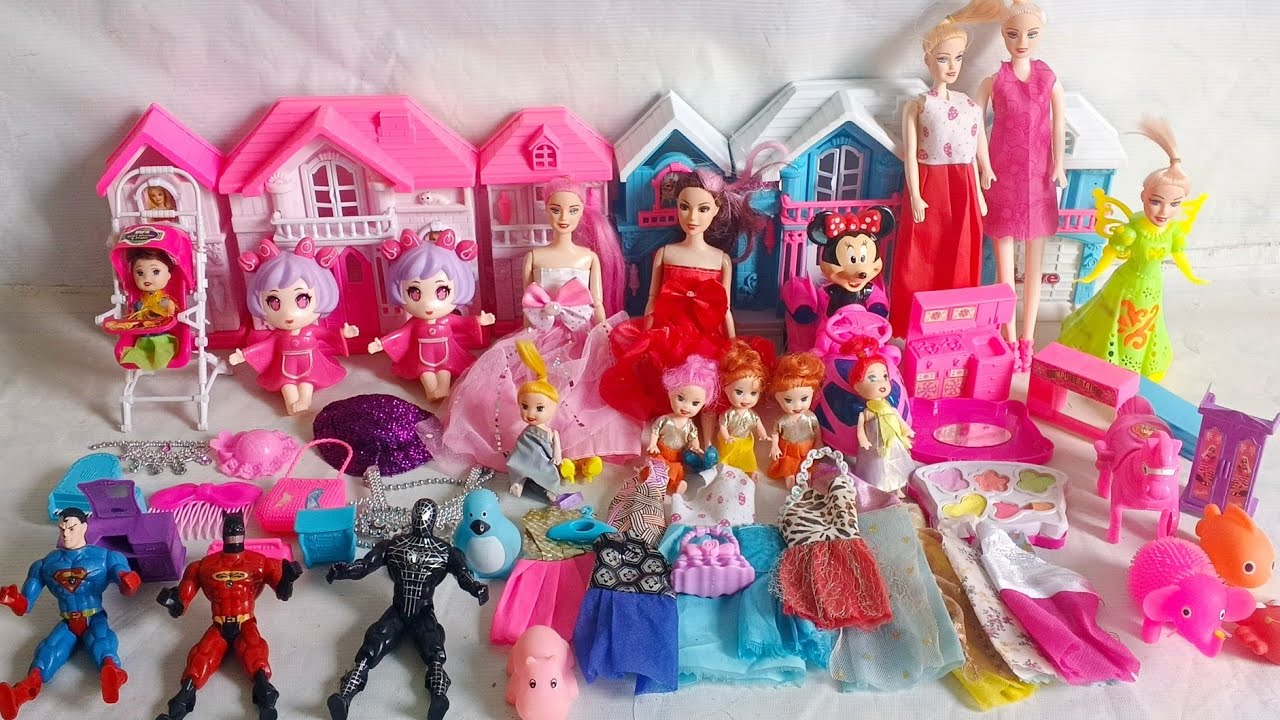 7 Minutes Satisfying with Unboxing Princess Dolls, Toys Set，Swing&Slide Collection ASMR | Review 