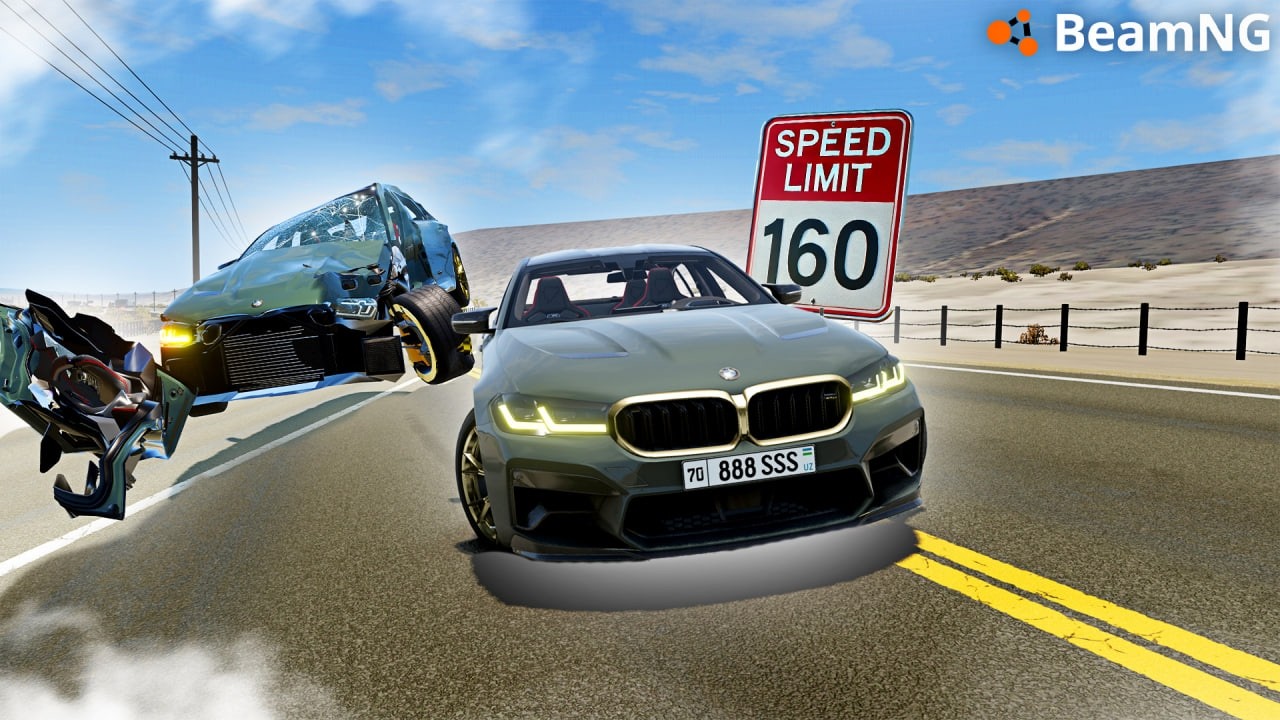 ASADNI QIDIRB AMAKI YO'LGA CHIQTI! KATTA TEZLIKDA AVARIYA - BEAMNG DRIVE CRASH TEST