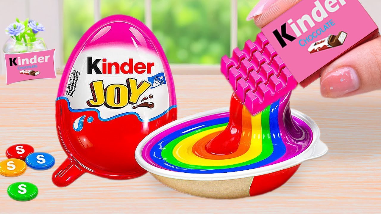 Kinder Chocolate vs Rainbow Cake | Best Mini Rainbow Kinder Joy Cake Recipe With Chocolate