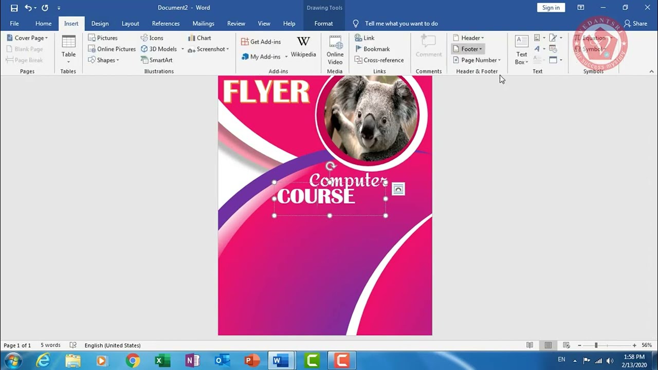 MS Word Flyer Project Design for Beginners | VedantSri MS Word Project Class-11