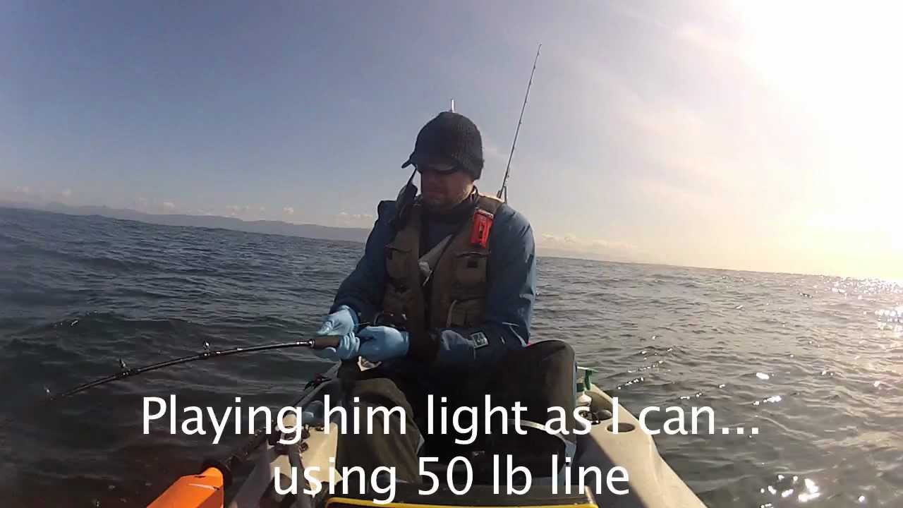 Kayak Fishing - 71 Pound Halibut Caught on the Washington Coast