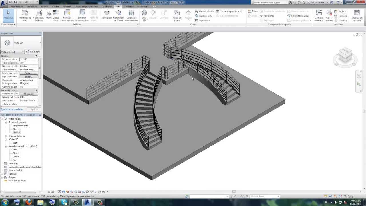 REVIT 2014 Escalera curva y barandillas