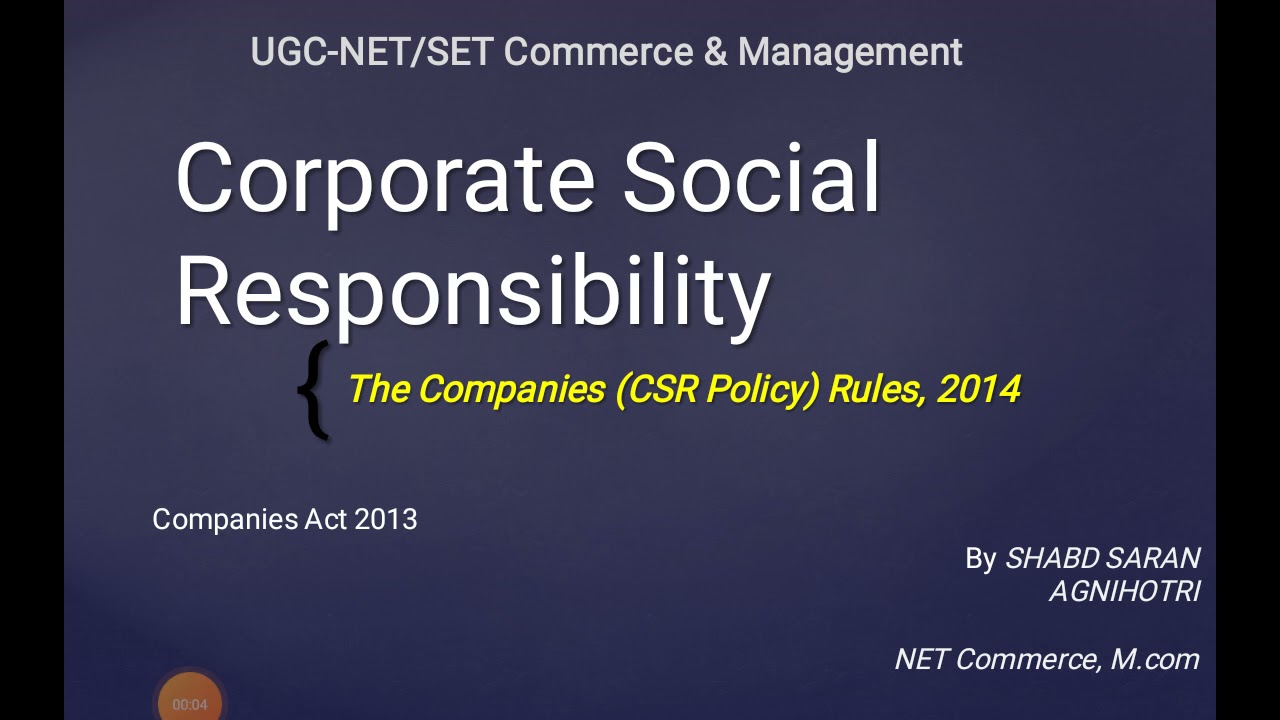 Corporate Social Responsibility | CSR Policy Rules, 2014 | NTA UGC NET/SET PGT Commerce & Management
