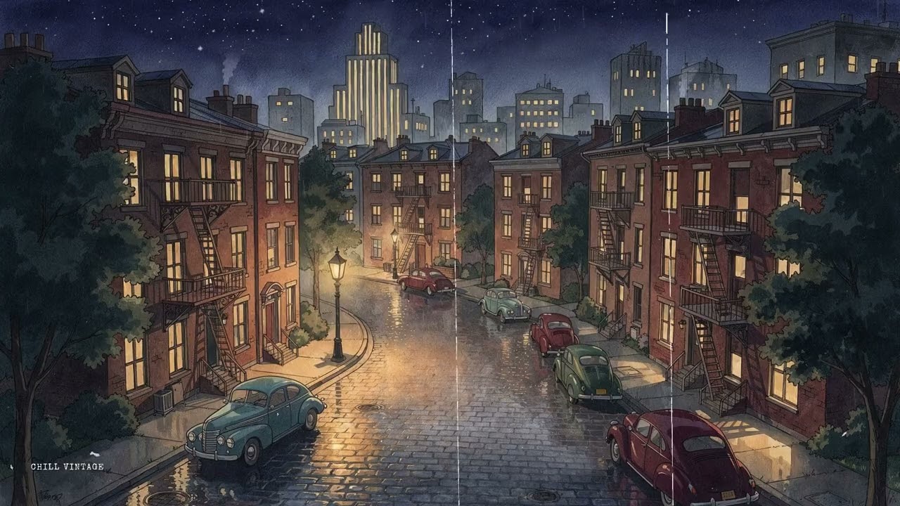 Rainy 1940s City Night | Soft Vintage Music for Relaxation