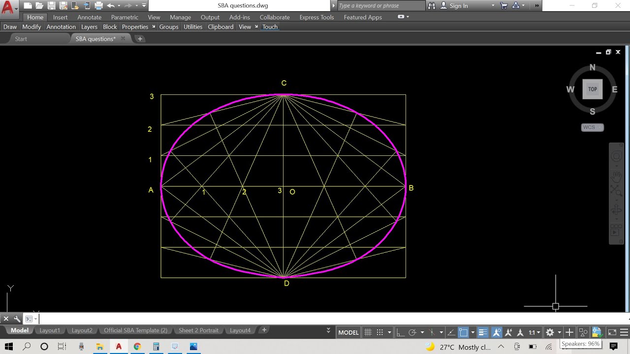 AutoCad Tutorial: How to Construct an Ellipse Using the Rectangular Method