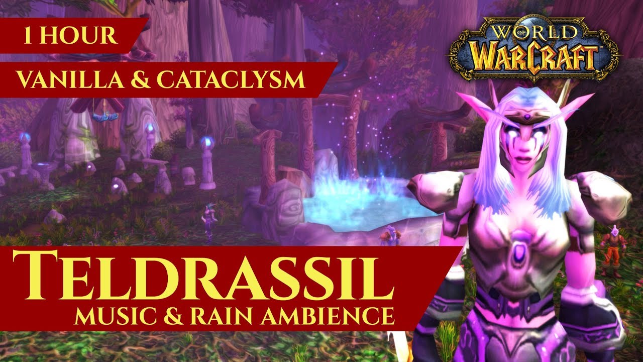 Teldrassil 1 Hour of Night Elf Music (World of Warcraft Vanilla & Cataclysm) & Rain Ambience