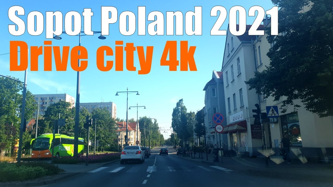 Driving in Sopot Poland - street Aleja Niepodległości -  Travel Drive - 2021 4K