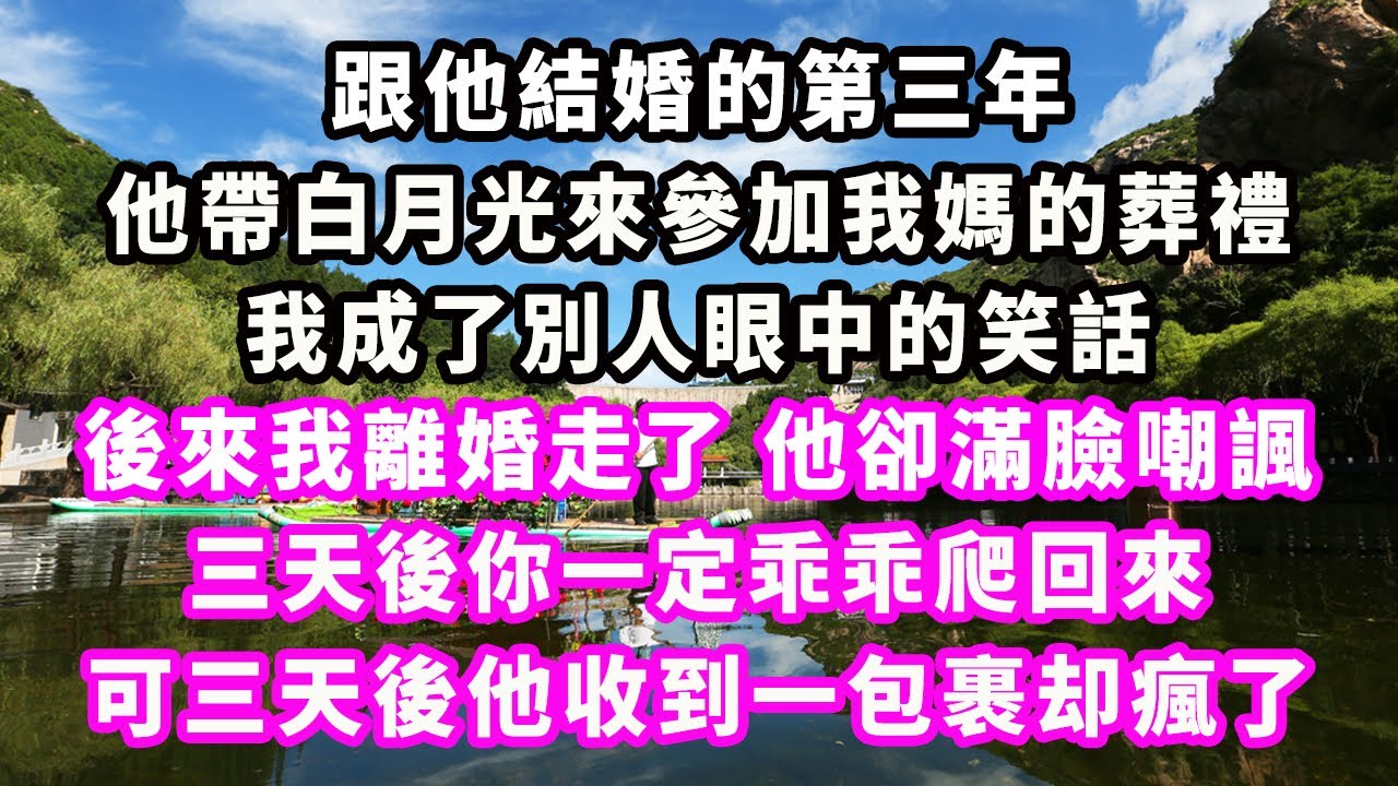 跟他結婚的第三年，他帶白月光來參加我媽的葬禮，我成了別人眼中的笑話，後來我離婚走了他卻滿臉嘲諷，三天後你一定乖乖爬回來，可三天後他收到一包裹却瘋了#爽文完結#一口氣看完#小三#豪門#霸總