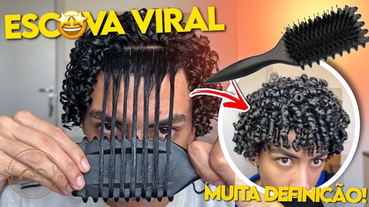 COMO DEFINIR SEUS CACHOS com essa ESCOVA VIRAL tipo Bouce curl brush 