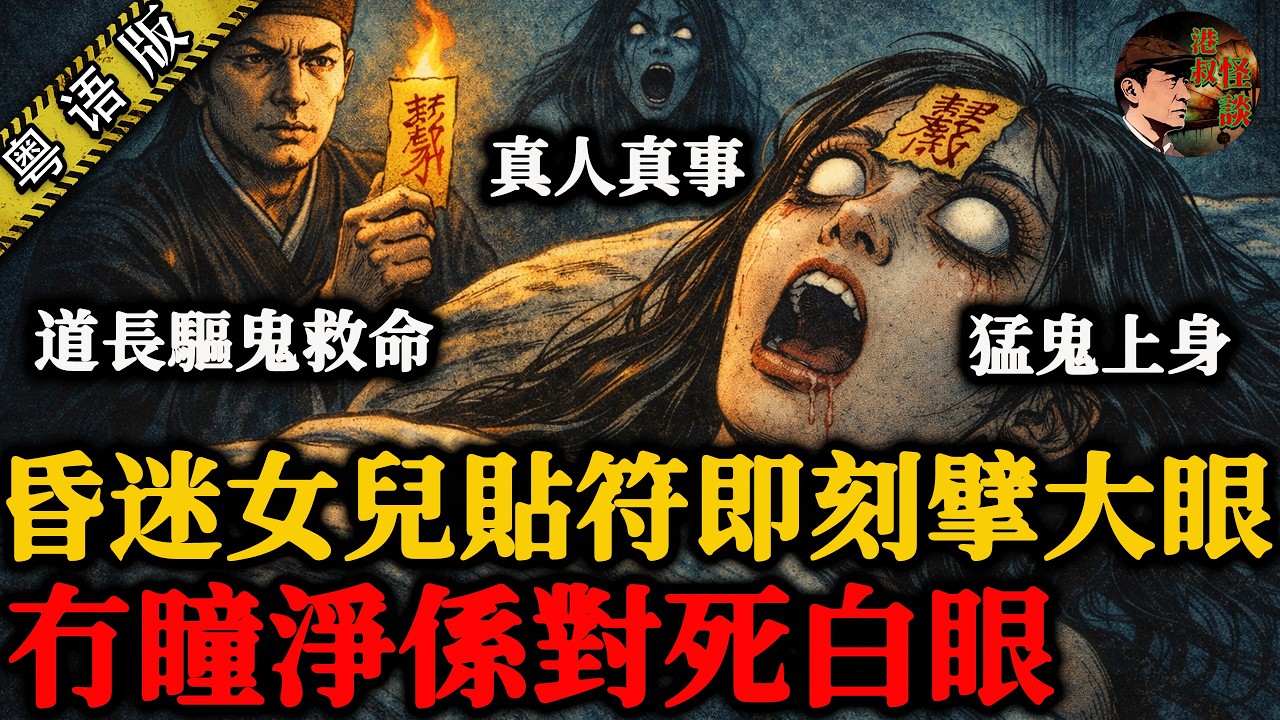 富豪全家車禍撞邪，道長上門救急，啱啱貼完符，個女抽搐開眼，眼球死白冇瞳孔，當場嚇到癲嗌：佢肚入面藏住個污糟嘢！【港叔怪談】粵語廣東話聽書｜怪談奇聞｜睡前故事