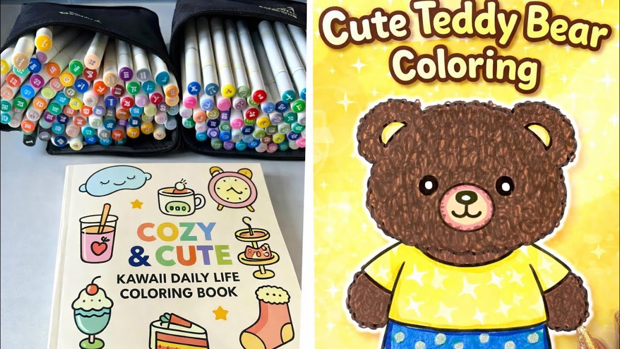 Adorable Teddy Bear Coloring Page | Calm & Cute Coloring#asmr #drawing #coloring #satisfying #art 