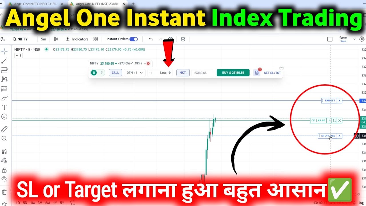 Angel one Index Trading Live Demo | Stop Loss & Target kaise lagaye | New Method 😍 Easy for Beginner