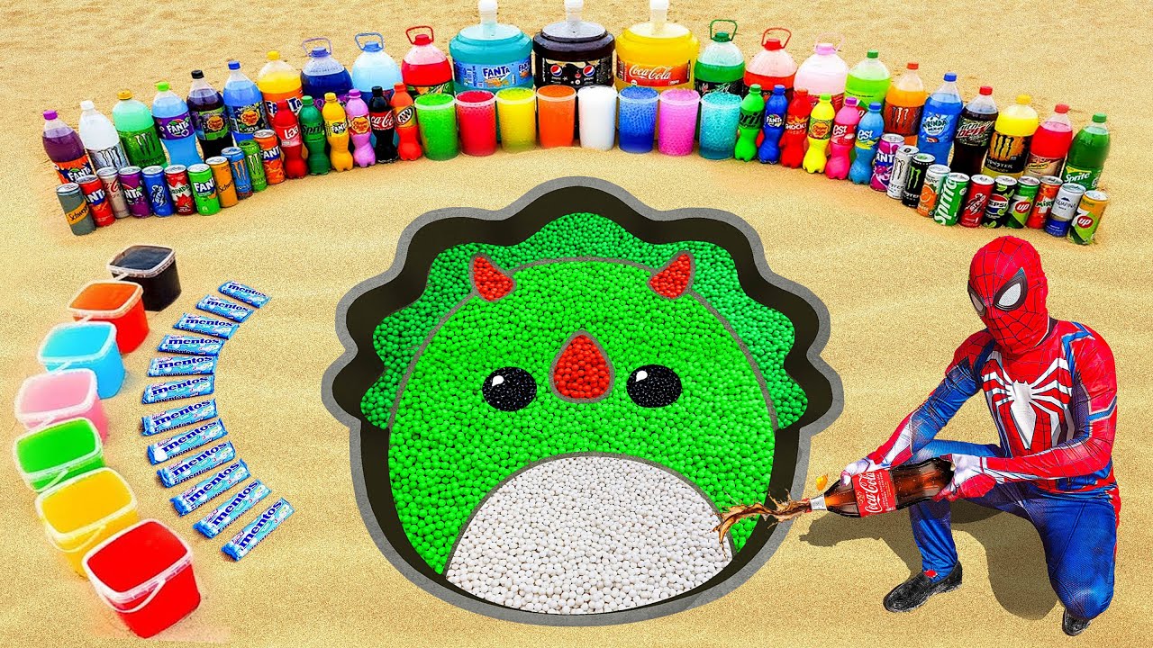 How to Make DINO with Cement & Orbeez, Giant Balloons of Sodas, 7Up, Fanta, Coca Cola vs Mentos