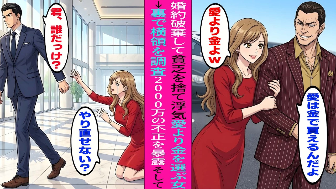 【漫画】婚約者を「低所得w」と馬鹿にし、不倫相手の高級車で去った女。→実は不倫相手の金は全て横領だった。新社長の俺が会議で奴を公開処刑し、絶望した元カノを突き放した結果w