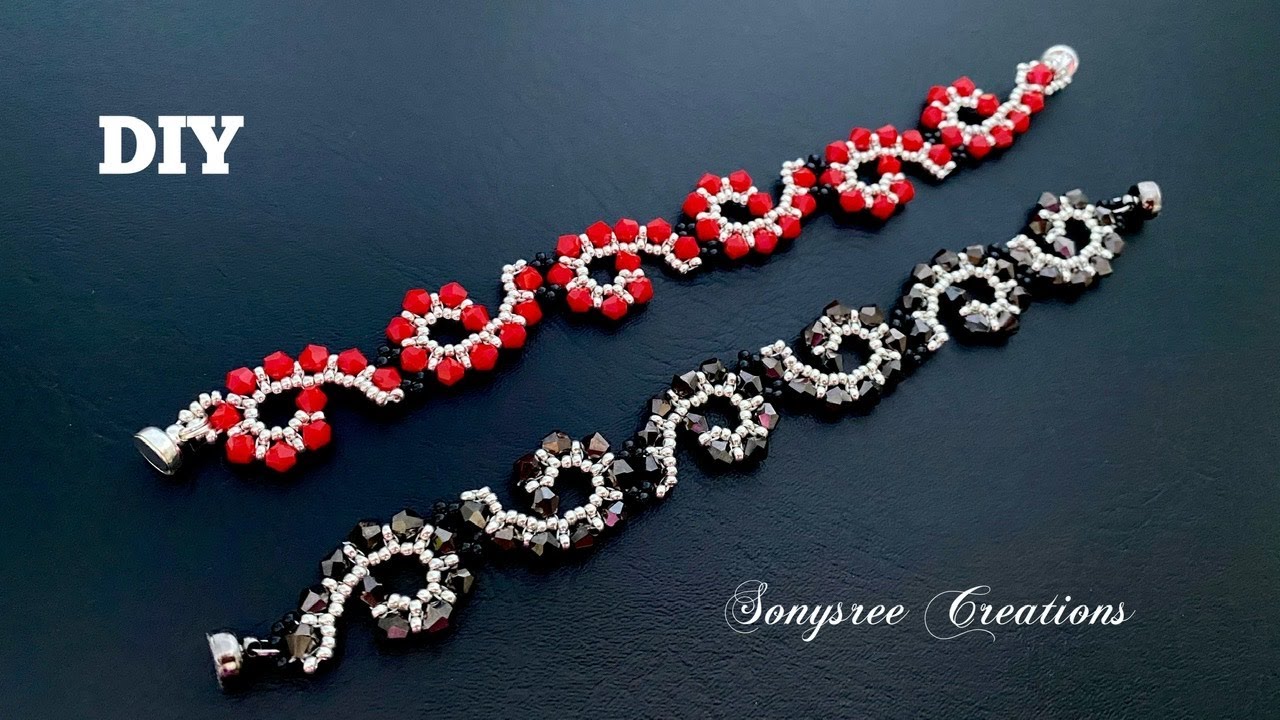 Swirl Beaded Bracelet || Bicone bracelet || How to make Beaded Bracelet