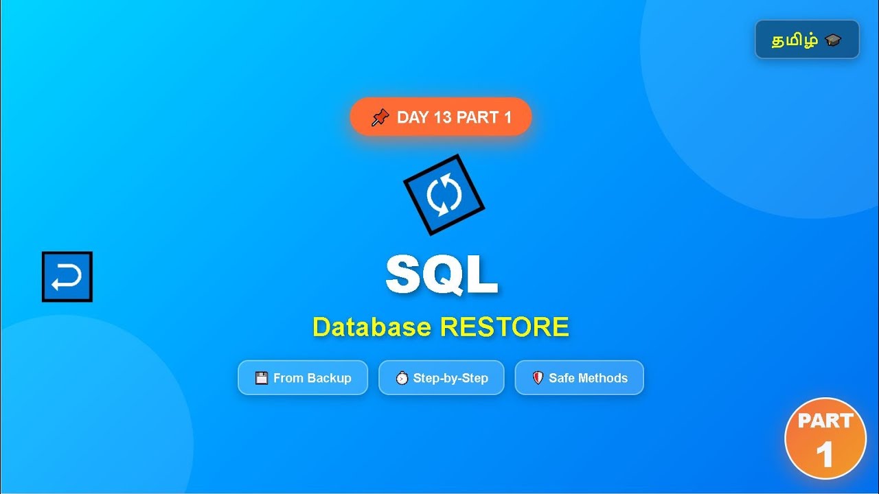 🛡️ SQL Database Restore Tutorial | TAMIL | Day 13 Part 1 | நிரப்புங்கள் 💾