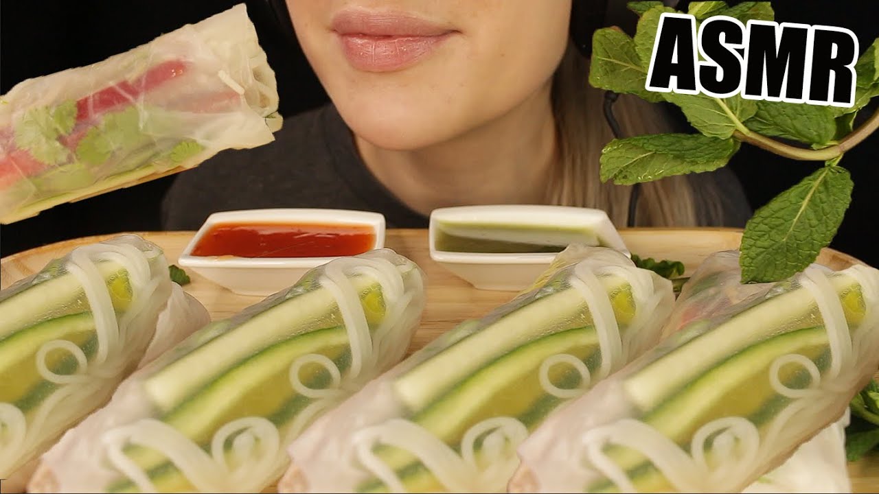 ASMR SALAD ROLLS SUMMER ROLLS HEALTHY FOOD | MUKBANG EATING SOUNDS No Talking 먹방 | Kasmia ASMR
