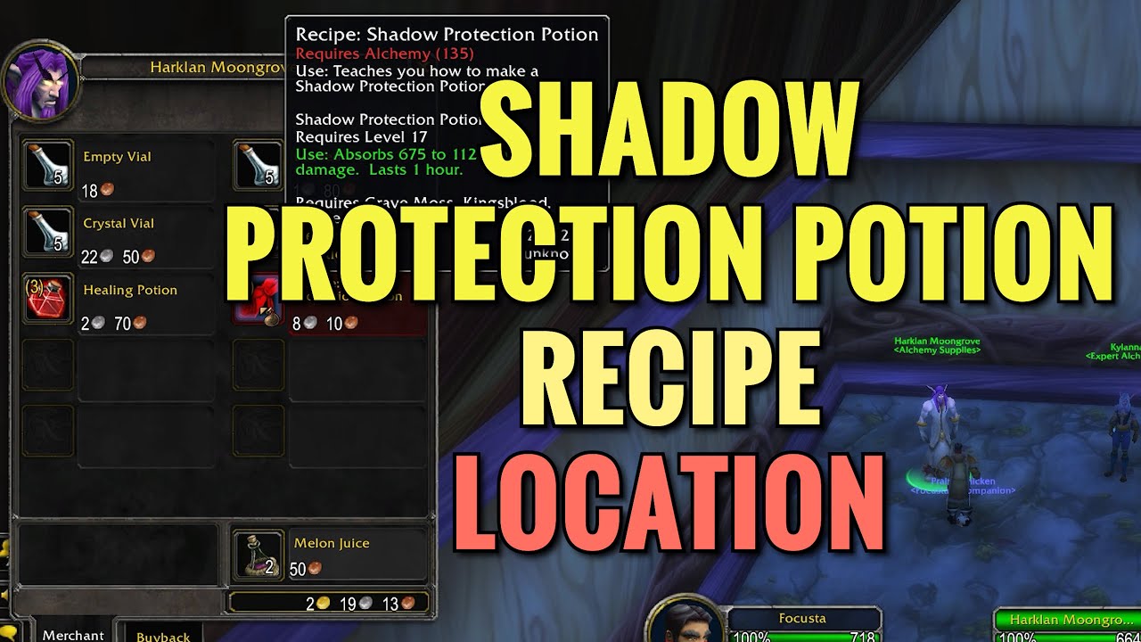 Recipe: Shadow Protection Potion Vendor Location (Alliance) - WoW Classic