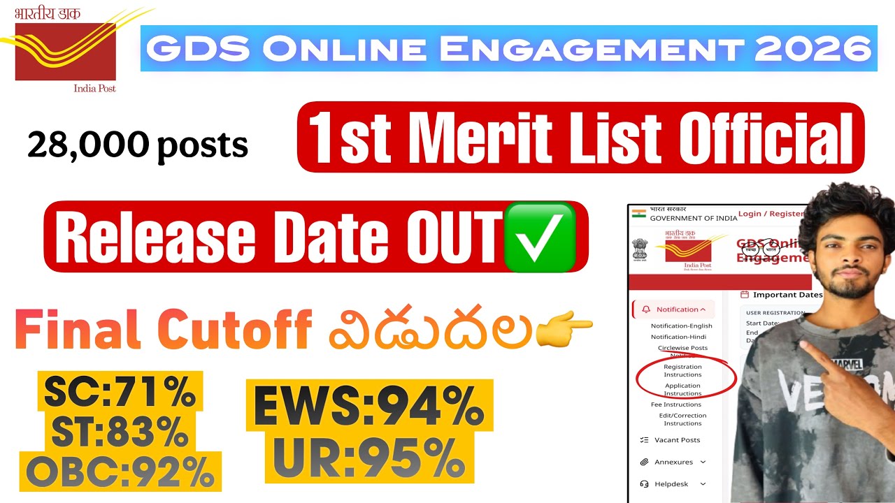 ✨GDS 1st Merit List Date Out | Official Date & Time | 28,740 posts #postal #gds #telugujobs 