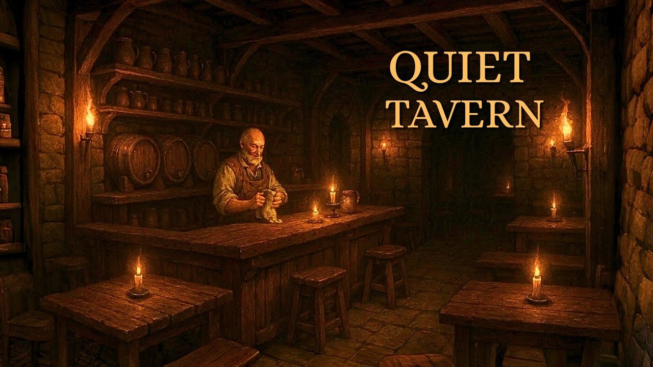 The Quiet Tavern🍺 – Cozy Medieval Tavern night Ambience for Relaxing & Study