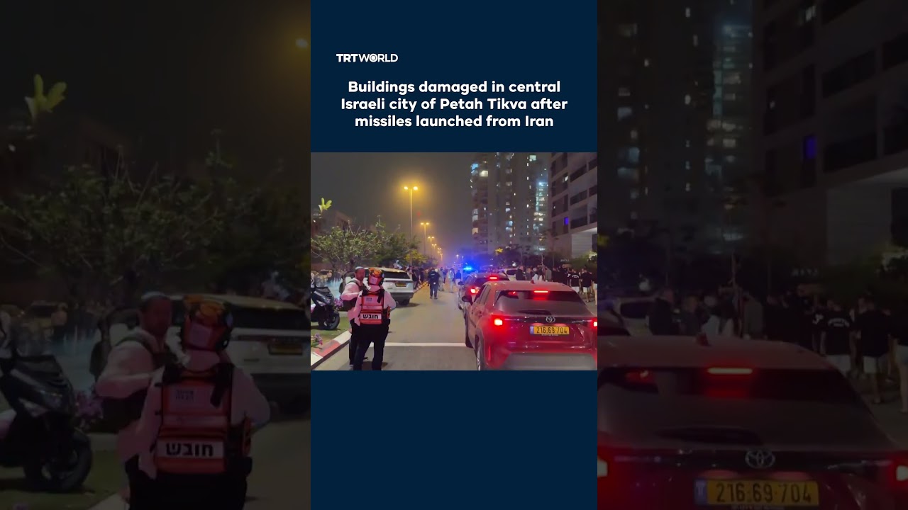 Buildings damaged in central Israeli city of Petah Tikva after missiles launched from Iran