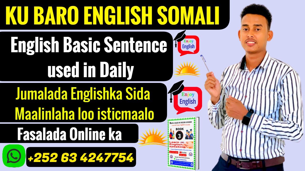 KU BARO ENGLISH SOMALI - ENGLISH BASIC SENTENCES USED IN DAILY - PART 1  +252 63 4247754 HD 2023