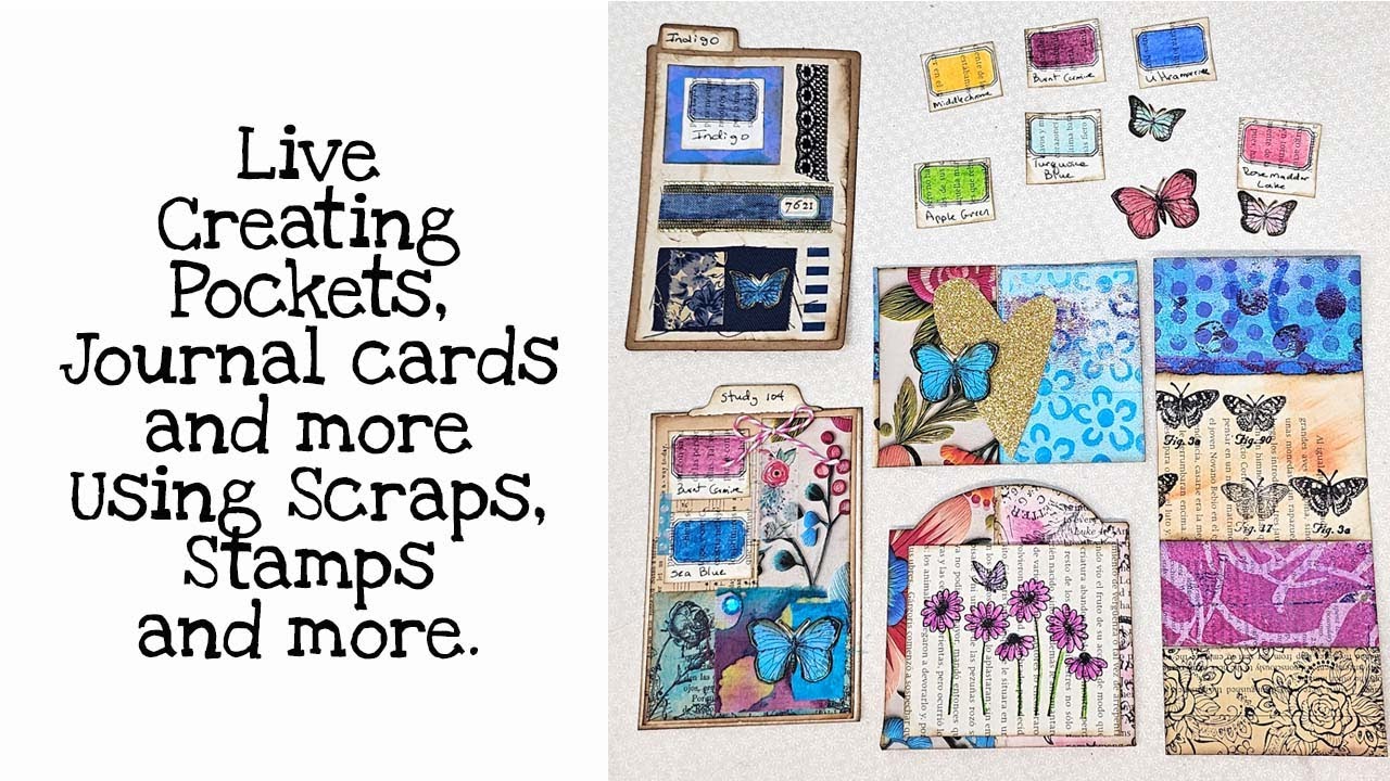 Live Creating Pockets Journal cards and more using Scraps Stamps and more