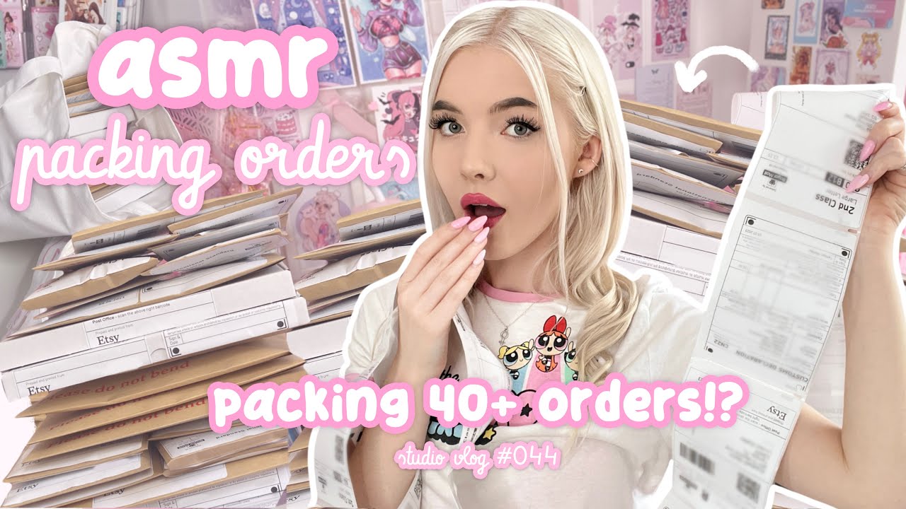 HUGE order packing vlog! ♡ no talking, no music, asmr packing video ♡ studio vlog 044 ♡