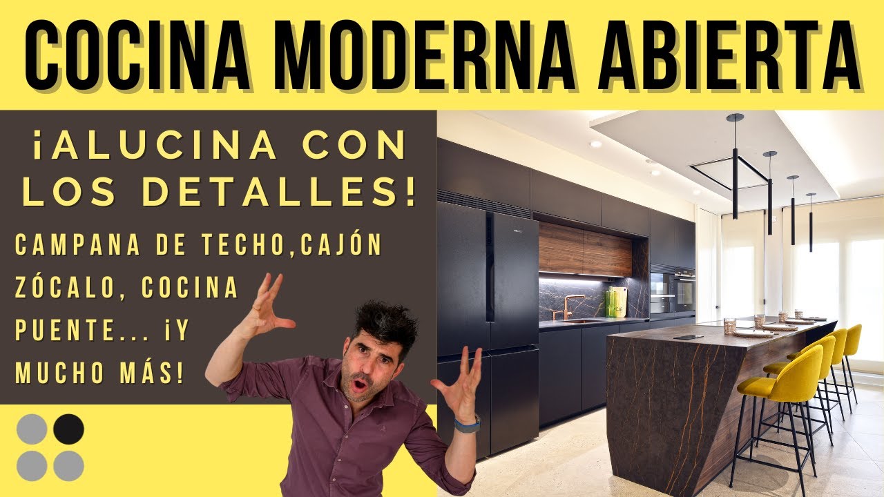 Cocinas NEGRAS MATE Modernas ABIERTAS con ISLA CJR