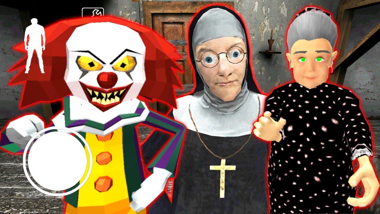 СТРАШНЫЕ КЛОУН МОНАХИНЯ И БАБКА ГРЕННИ - Clown Neighbor Gang Granny