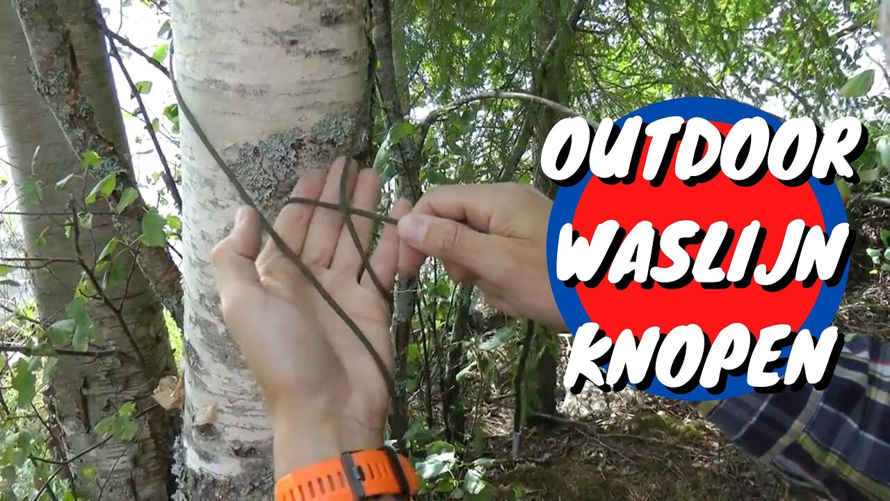 Video uitleg van twee knopen leggen voor het maken van een outdoor waslijn