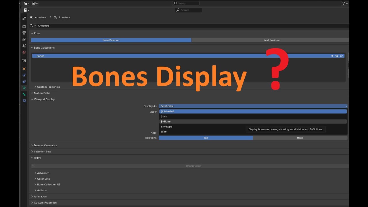Bone Display กำหนดวิธีการแสดงผลของกระดูก