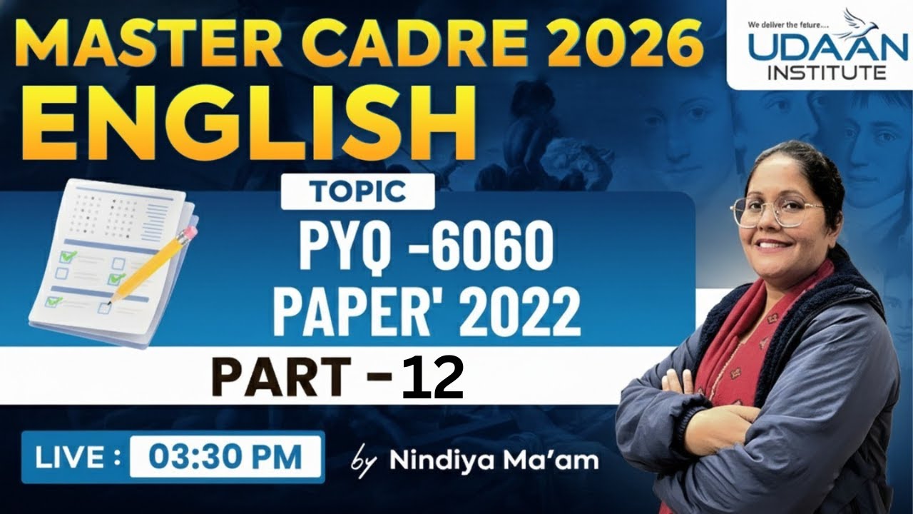 PYQ-6060 PAPER 2022 | PART-12 | ENGLISH | Master Cadre 2025 | by Nindiya Ma'am