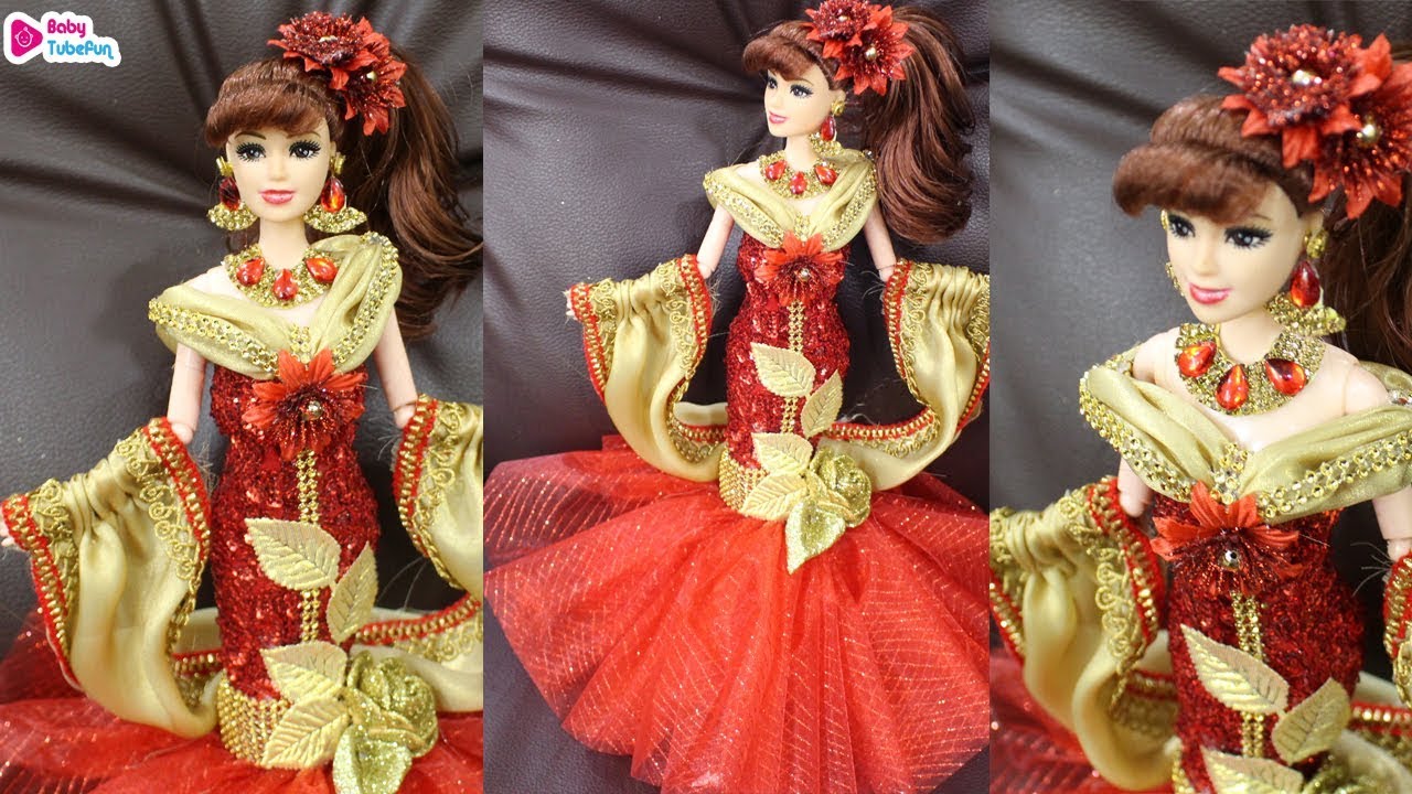 Barbie Doll Lehenga wedding Reception, How to decorate a doll with indian bridal dress and jewellery