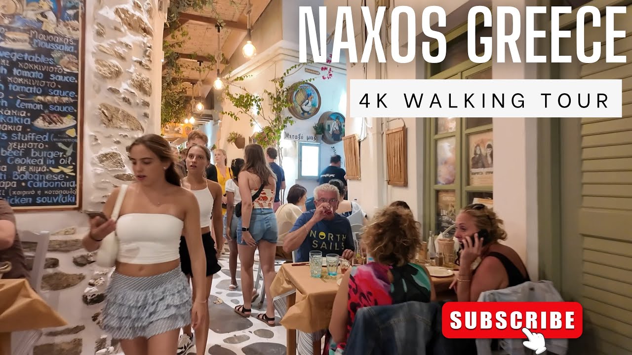 Naxos island 🇬🇷 Night Walk – Beautiful Summer Evening in 4K UHD