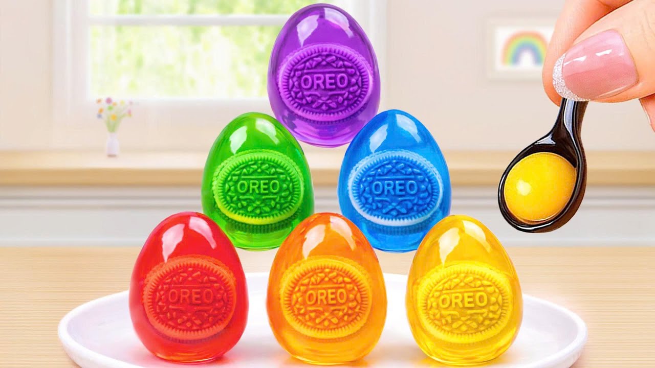 Satisfying Mini Rainbow Egg Jelly Cake Recipe With OREO [4K] 🌈 Mini Cake Decorating & ASMR