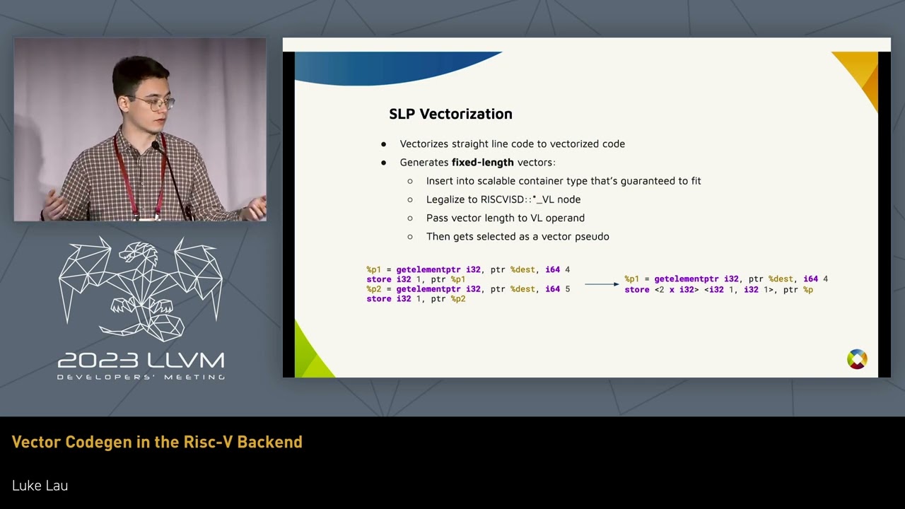 2023 LLVM Dev Mtg - Vector codegen in the RISC-V backend
