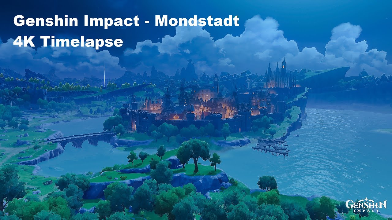 Relaxing OST Music for Study & Sleep - Mondstadt Genshin Impact 4K Timelapse